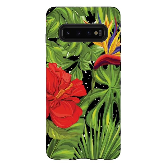 Galaxy S10 plus StrongFit Seamless Pattern Background with Tropical Plants Monstera by ArtsCase