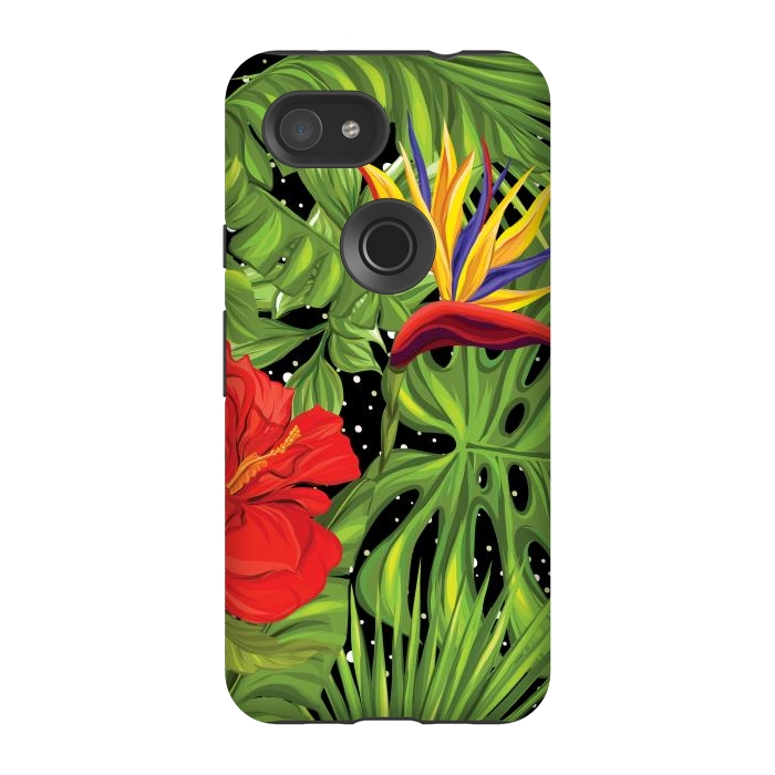 Pixel 3A StrongFit Seamless Pattern Background with Tropical Plants Monstera by ArtsCase