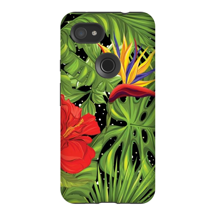 Pixel 3AXL StrongFit Seamless Pattern Background with Tropical Plants Monstera by ArtsCase