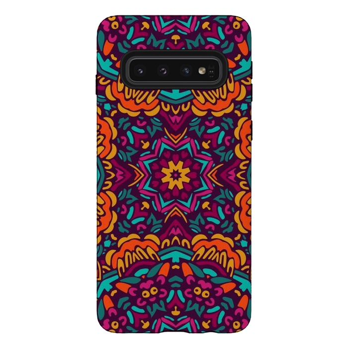 Galaxy S10 StrongFit Tiled Floral Doodle Design by ArtsCase
