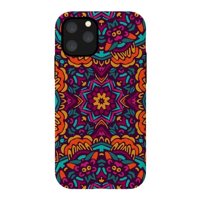 iPhone 11 Pro StrongFit Tiled Floral Doodle Design by ArtsCase