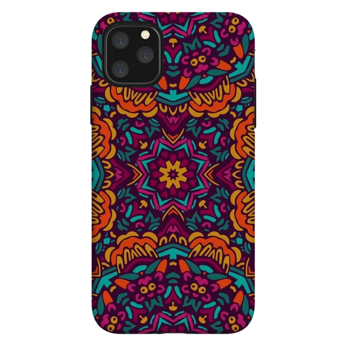 iPhone 11 Pro Max StrongFit Tiled Floral Doodle Design by ArtsCase