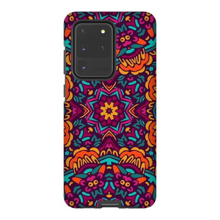 Galaxy S20 Ultra StrongFit Tiled Floral Doodle Design by ArtsCase