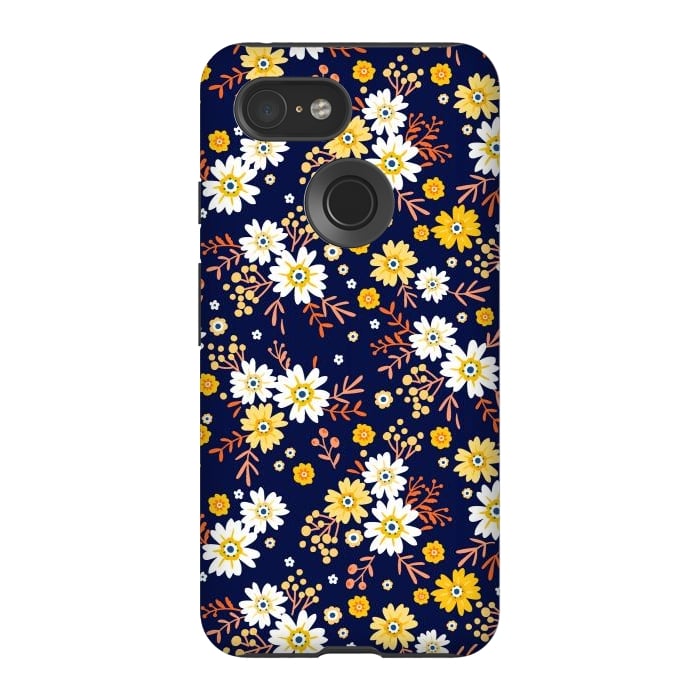 Pixel 3 StrongFit Small Multicoloured Flowers by ArtsCase