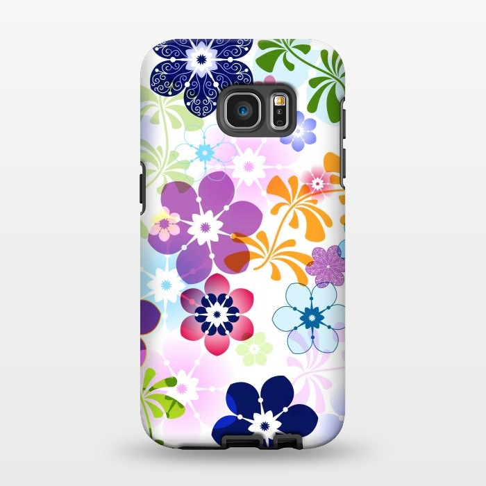 Galaxy S7 EDGE StrongFit Spring Colorful Seamless Floral Pattern with Transparent Flowers I by ArtsCase