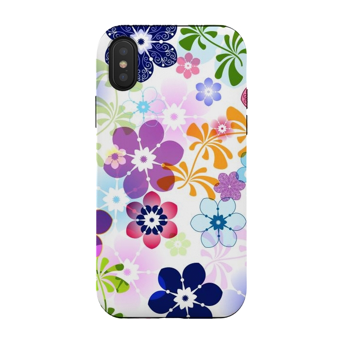 iPhone Xs / X StrongFit Spring Colorful Seamless Floral Pattern with Transparent Flowers I by ArtsCase