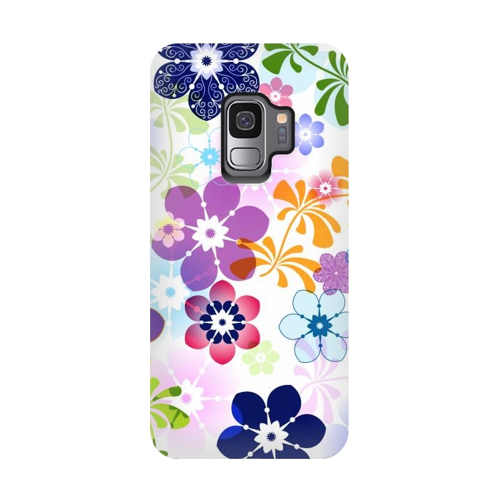 Galaxy S9 StrongFit Spring Colorful Seamless Floral Pattern with Transparent Flowers I by ArtsCase