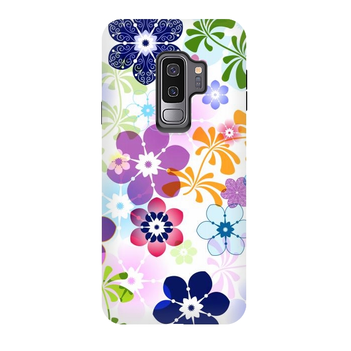 Galaxy S9 plus StrongFit Spring Colorful Seamless Floral Pattern with Transparent Flowers I by ArtsCase