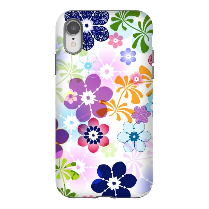 iPhone Xr StrongFit Spring Colorful Seamless Floral Pattern with Transparent Flowers I by ArtsCase