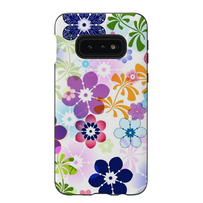 Galaxy S10e StrongFit Spring Colorful Seamless Floral Pattern with Transparent Flowers I by ArtsCase