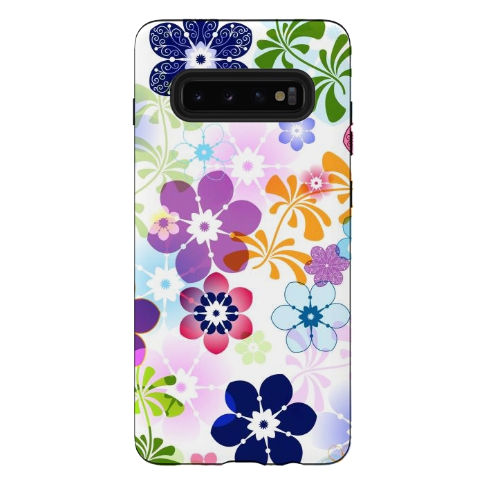 Galaxy S10 plus StrongFit Spring Colorful Seamless Floral Pattern with Transparent Flowers I by ArtsCase