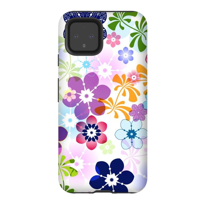 Pixel 4 StrongFit Spring Colorful Seamless Floral Pattern with Transparent Flowers I by ArtsCase