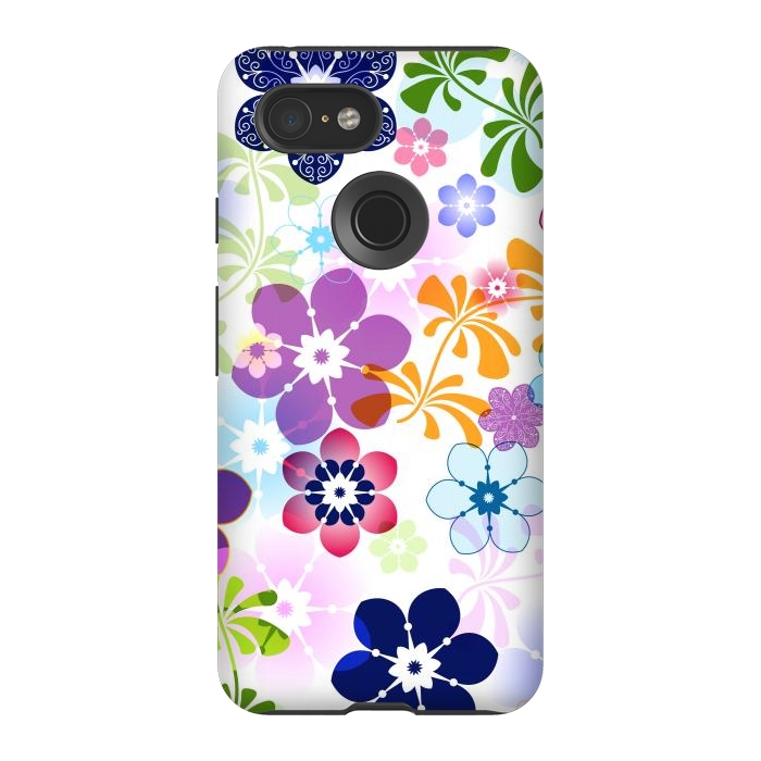 Pixel 3 StrongFit Spring Colorful Seamless Floral Pattern with Transparent Flowers I by ArtsCase