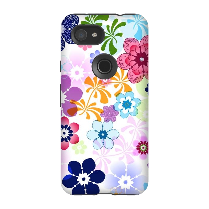 Pixel 3A StrongFit Spring Colorful Seamless Floral Pattern with Transparent Flowers I by ArtsCase