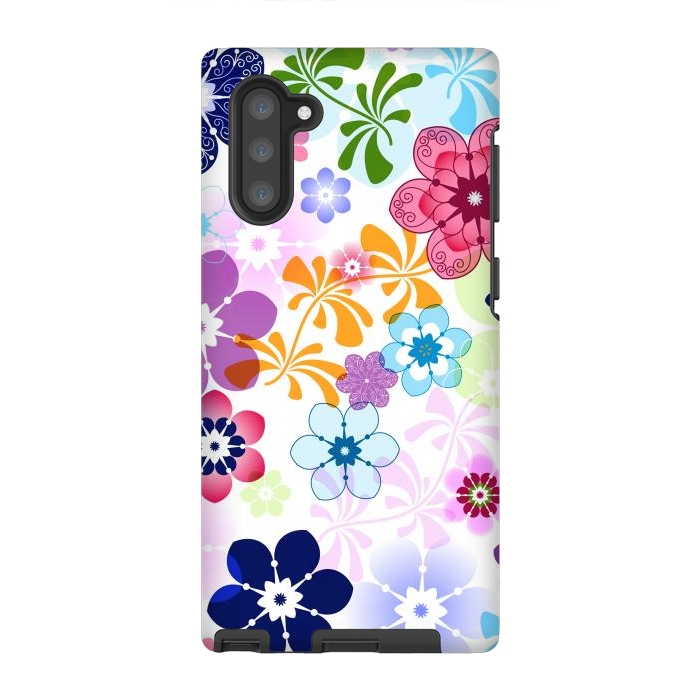 Galaxy Note 10 StrongFit Spring Colorful Seamless Floral Pattern with Transparent Flowers I by ArtsCase
