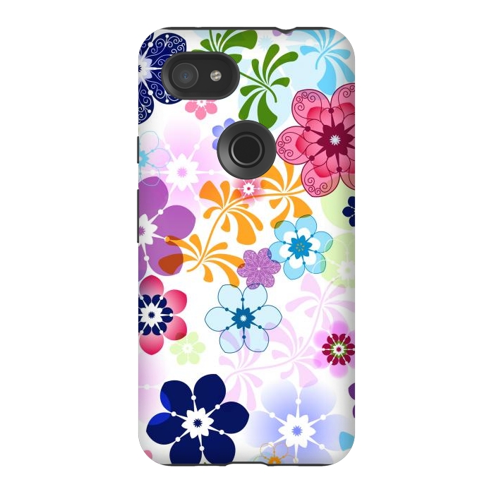Pixel 3AXL StrongFit Spring Colorful Seamless Floral Pattern with Transparent Flowers I by ArtsCase