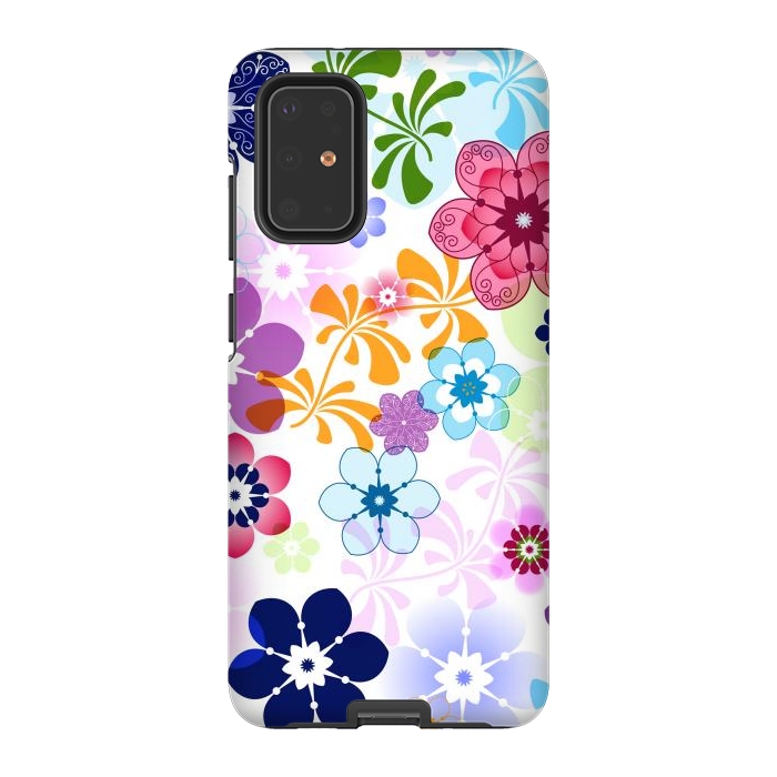 Galaxy S20 Plus StrongFit Spring Colorful Seamless Floral Pattern with Transparent Flowers I by ArtsCase