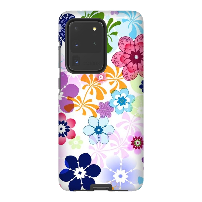 Galaxy S20 Ultra StrongFit Spring Colorful Seamless Floral Pattern with Transparent Flowers I by ArtsCase