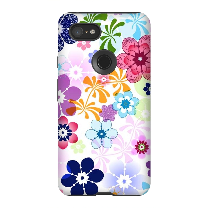Pixel 3XL StrongFit Spring Colorful Seamless Floral Pattern with Transparent Flowers I by ArtsCase