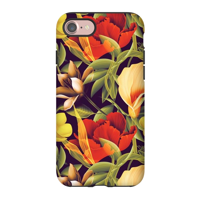 iPhone 7 StrongFit Seamless Tropical Flower Plant and Leaf Pattern by ArtsCase