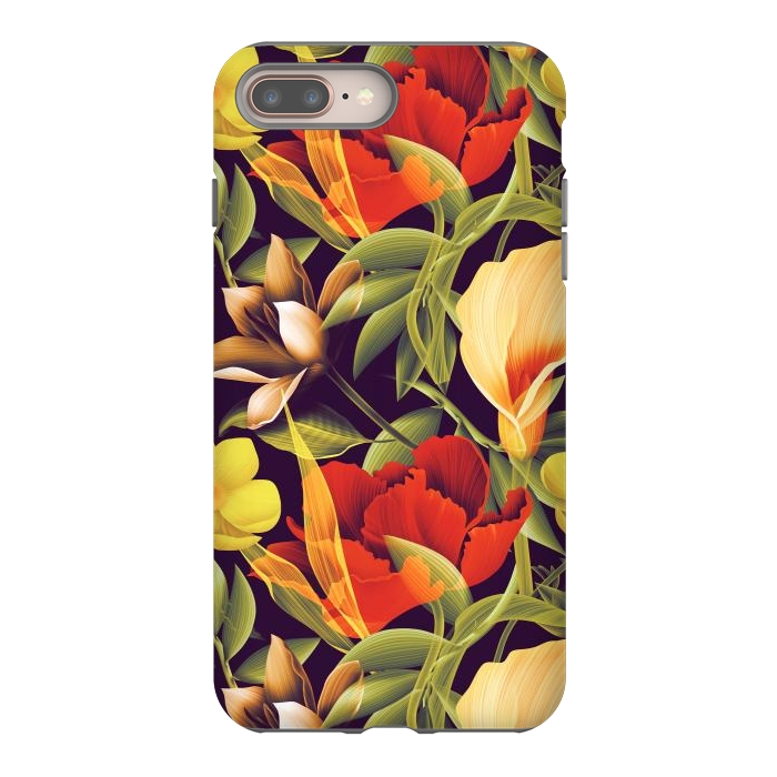 iPhone 7 plus StrongFit Seamless Tropical Flower Plant and Leaf Pattern by ArtsCase