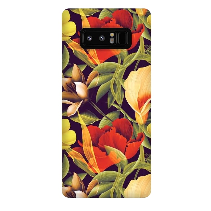 Galaxy Note 8 StrongFit Seamless Tropical Flower Plant and Leaf Pattern by ArtsCase