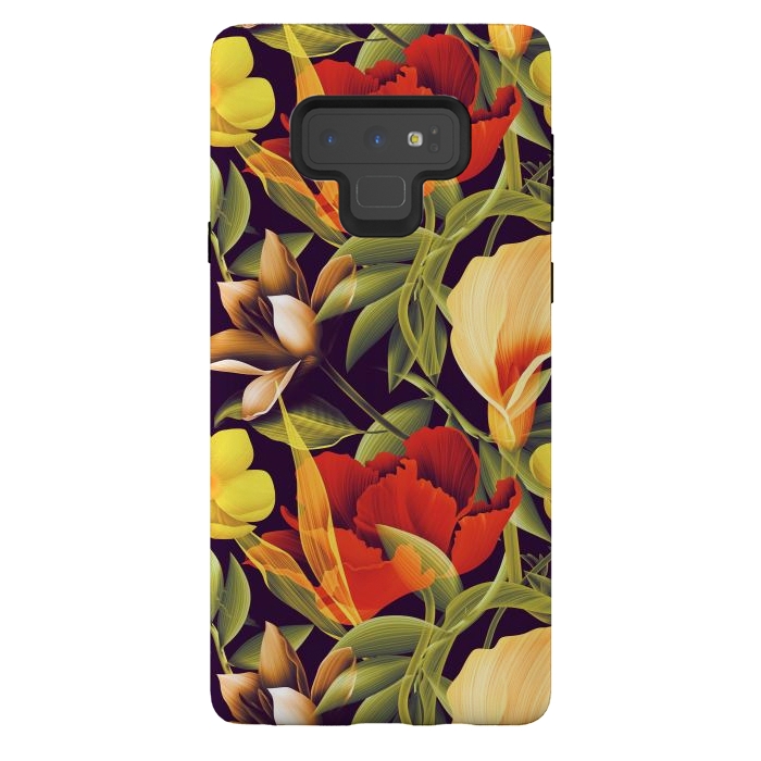Galaxy Note 9 StrongFit Seamless Tropical Flower Plant and Leaf Pattern by ArtsCase