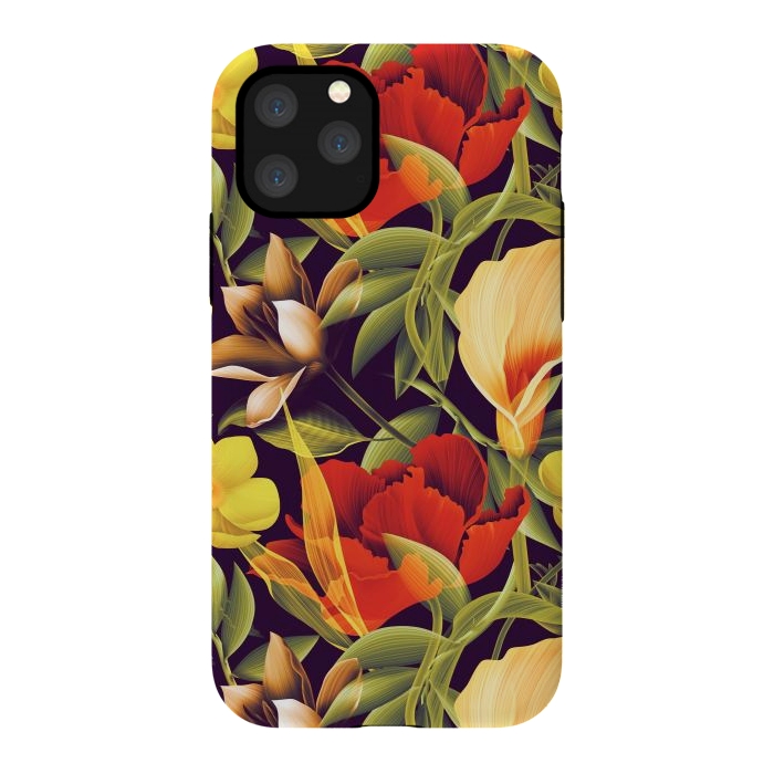 iPhone 11 Pro StrongFit Seamless Tropical Flower Plant and Leaf Pattern by ArtsCase