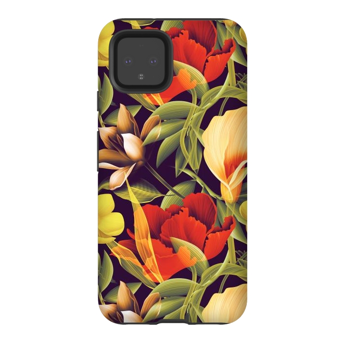Pixel 4 StrongFit Seamless Tropical Flower Plant and Leaf Pattern by ArtsCase