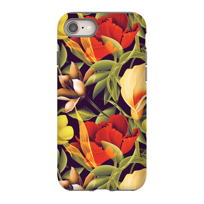 iPhone SE StrongFit Seamless Tropical Flower Plant and Leaf Pattern by ArtsCase