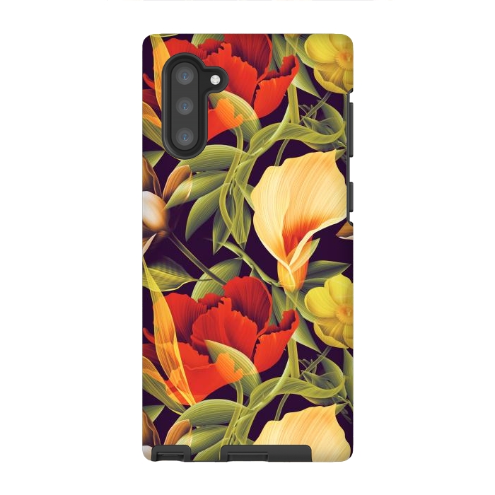 Galaxy Note 10 StrongFit Seamless Tropical Flower Plant and Leaf Pattern by ArtsCase
