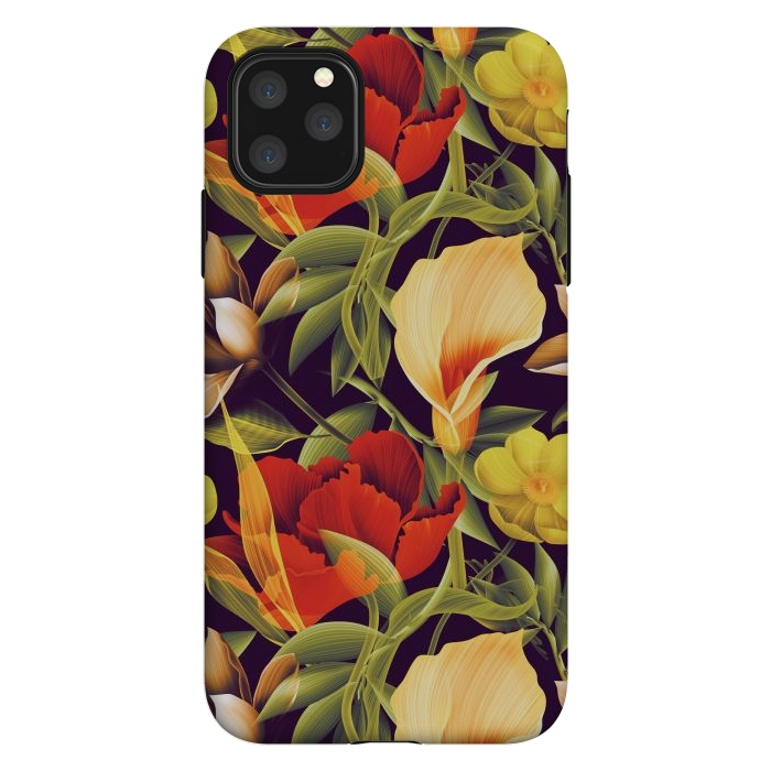iPhone 11 Pro Max StrongFit Seamless Tropical Flower Plant and Leaf Pattern by ArtsCase