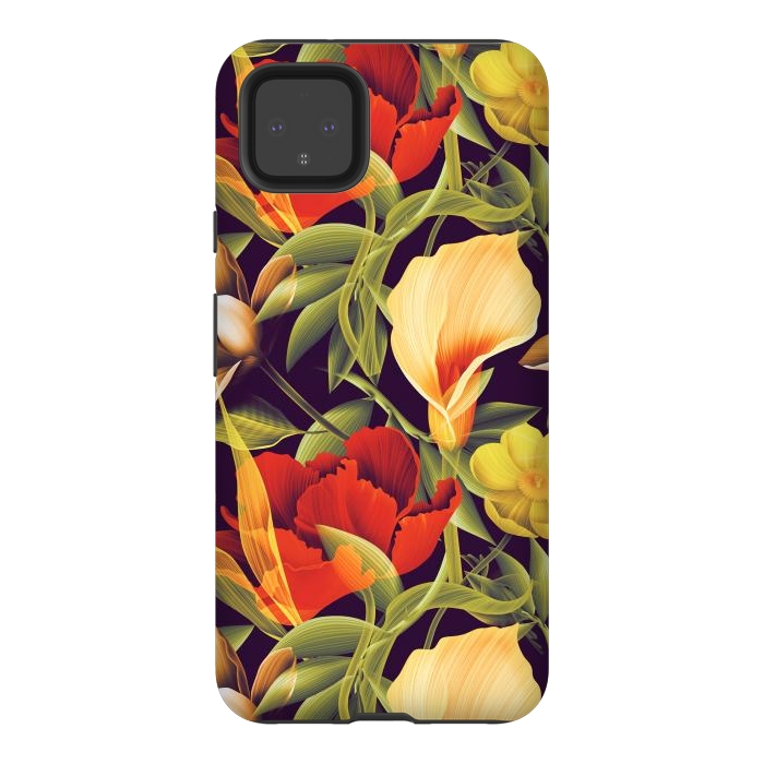 Pixel 4XL StrongFit Seamless Tropical Flower Plant and Leaf Pattern by ArtsCase