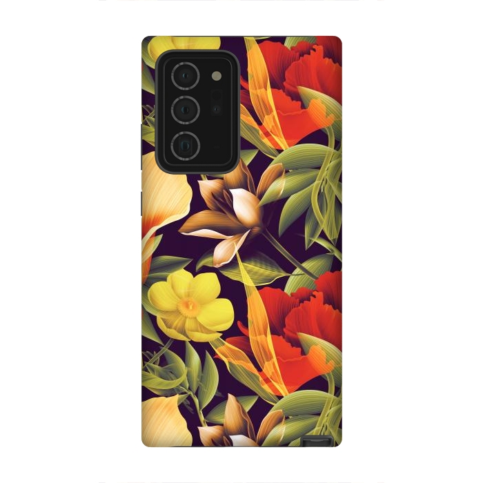 Galaxy Note 20 Ultra StrongFit Seamless Tropical Flower Plant and Leaf Pattern by ArtsCase