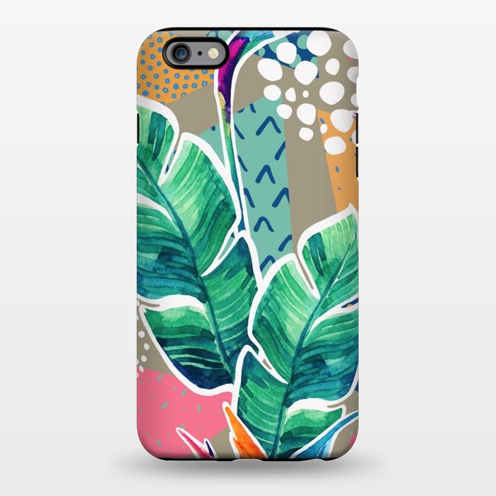 iPhone 6/6s plus StrongFit Tropical Flowers Watercolors with Geometric Outline by ArtsCase