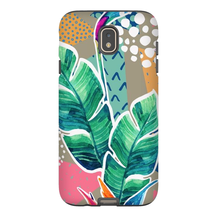 Galaxy J7 StrongFit Tropical Flowers Watercolors with Geometric Outline by ArtsCase