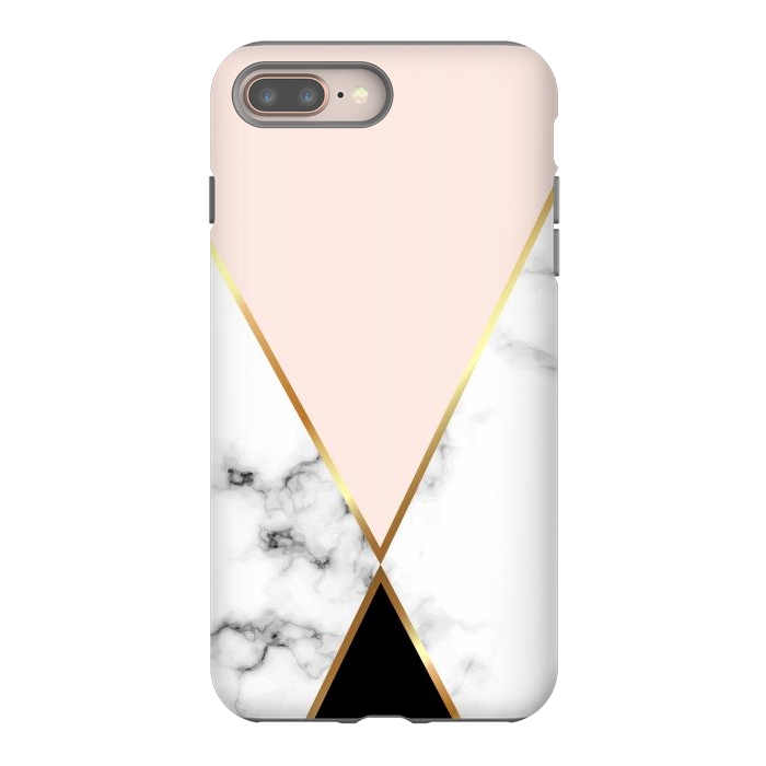 iPhone 7 plus StrongFit Vector Marble Geometric Background with Black and Gold Triangles by ArtsCase