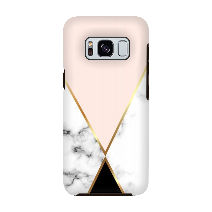 Galaxy S8 StrongFit Vector Marble Geometric Background with Black and Gold Triangles by ArtsCase