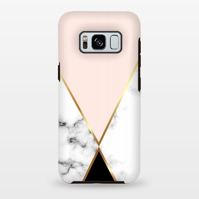 Galaxy S8 plus StrongFit Vector Marble Geometric Background with Black and Gold Triangles by ArtsCase