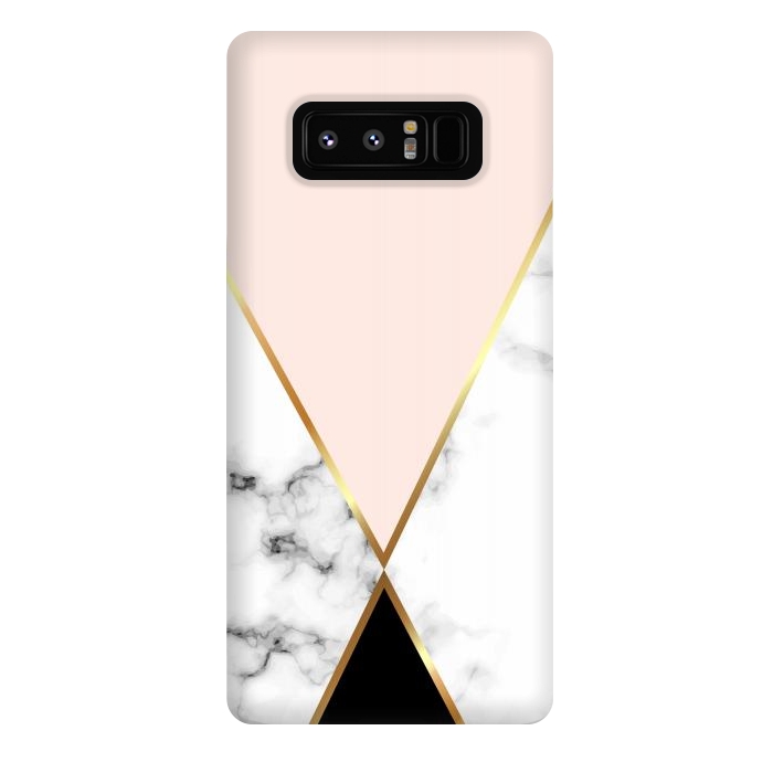 Galaxy Note 8 StrongFit Vector Marble Geometric Background with Black and Gold Triangles by ArtsCase