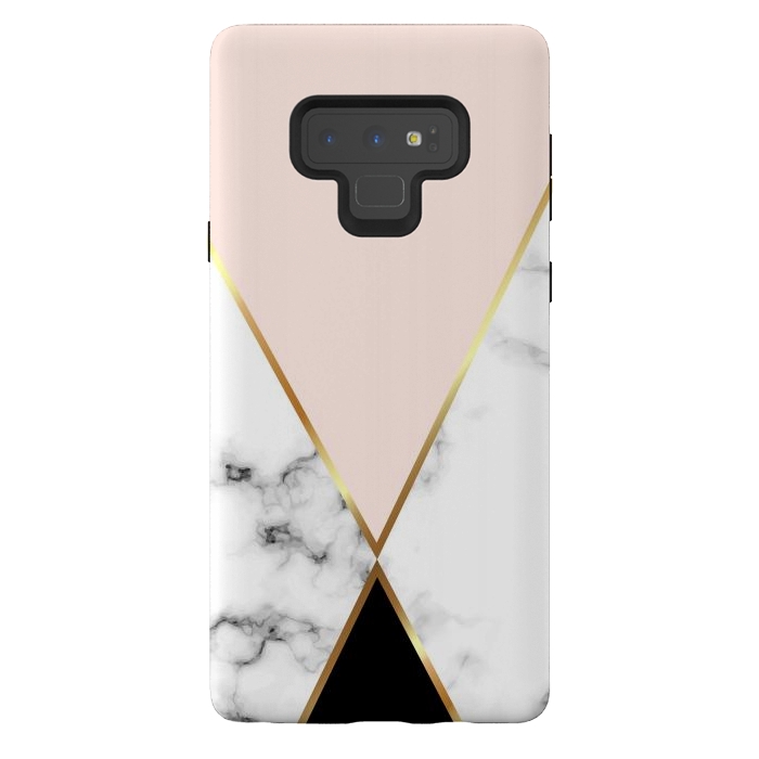 Galaxy Note 9 StrongFit Vector Marble Geometric Background with Black and Gold Triangles by ArtsCase