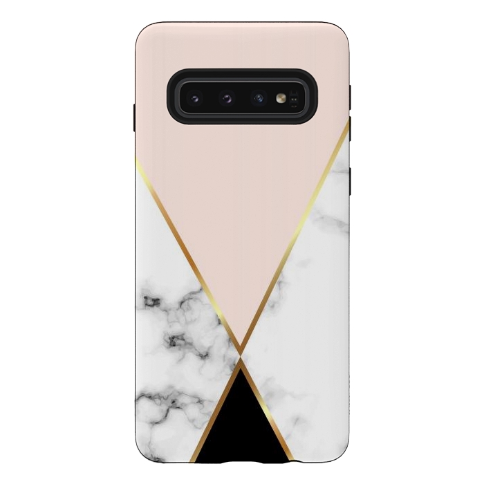 Galaxy S10 StrongFit Vector Marble Geometric Background with Black and Gold Triangles by ArtsCase