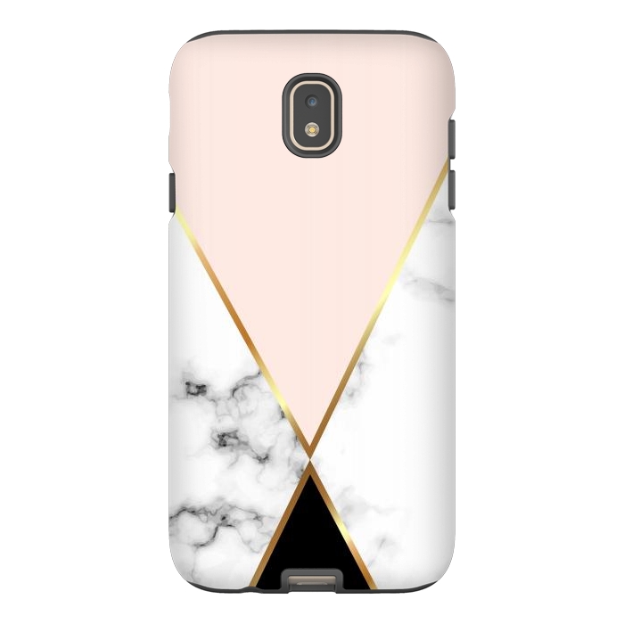 Galaxy J7 StrongFit Vector Marble Geometric Background with Black and Gold Triangles by ArtsCase