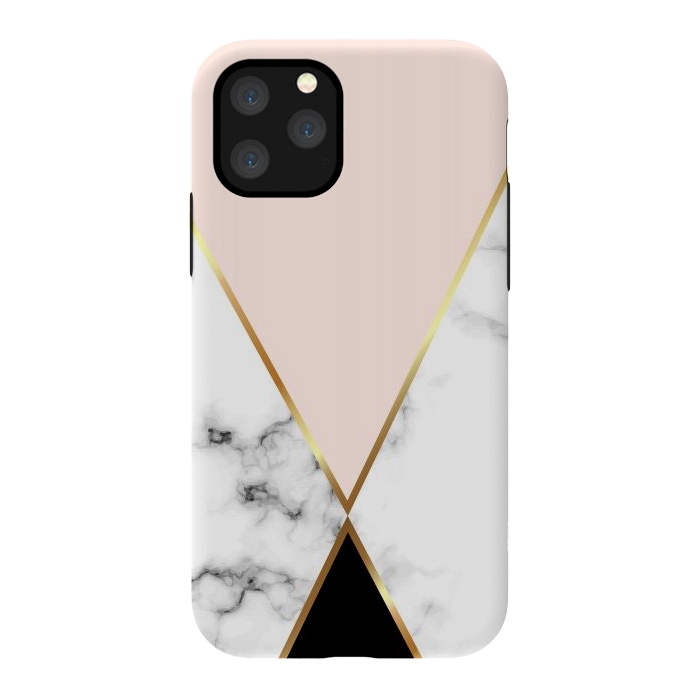 iPhone 11 Pro StrongFit Vector Marble Geometric Background with Black and Gold Triangles by ArtsCase