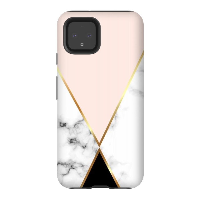 Pixel 4 StrongFit Vector Marble Geometric Background with Black and Gold Triangles by ArtsCase