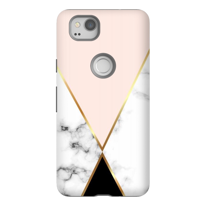 Pixel 2 StrongFit Vector Marble Geometric Background with Black and Gold Triangles by ArtsCase