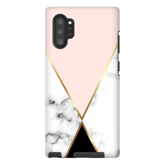 Galaxy Note 10 plus StrongFit Vector Marble Geometric Background with Black and Gold Triangles by ArtsCase