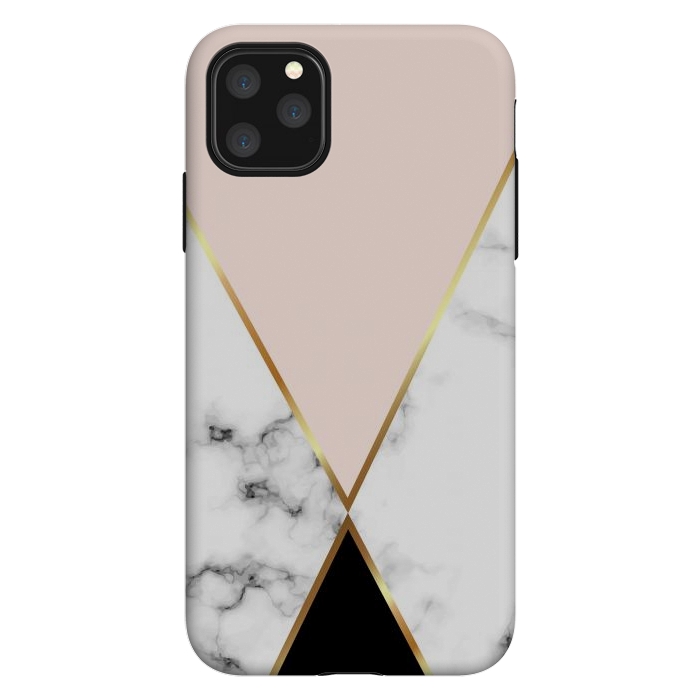 iPhone 11 Pro Max StrongFit Vector Marble Geometric Background with Black and Gold Triangles by ArtsCase