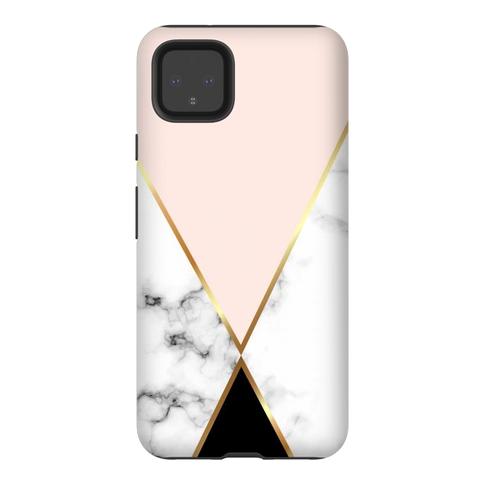Pixel 4XL StrongFit Vector Marble Geometric Background with Black and Gold Triangles by ArtsCase