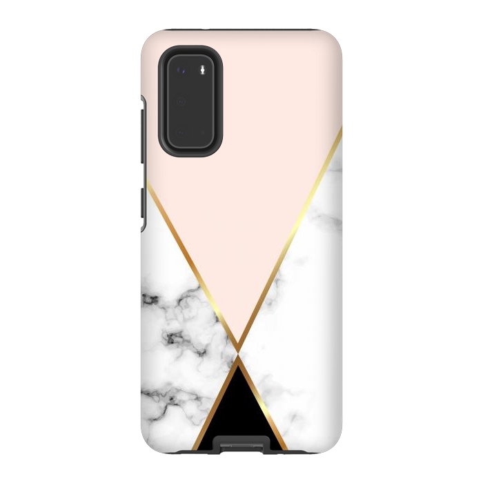 Galaxy S20 StrongFit Vector Marble Geometric Background with Black and Gold Triangles by ArtsCase